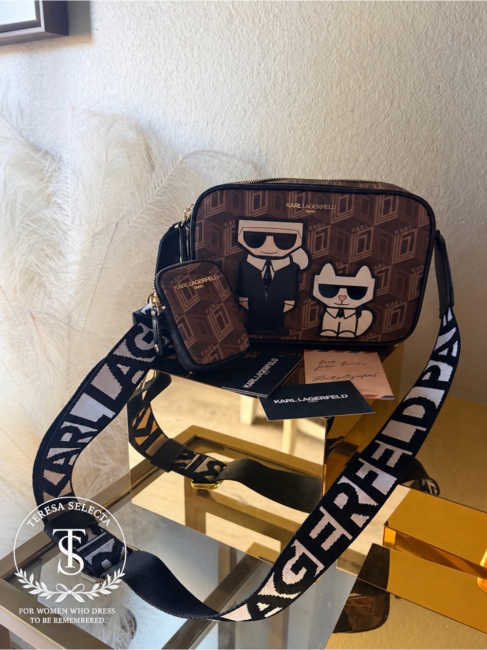 Karl Lagerfeld Paris Ikonik Monogram Crossbody Bag + Pouch